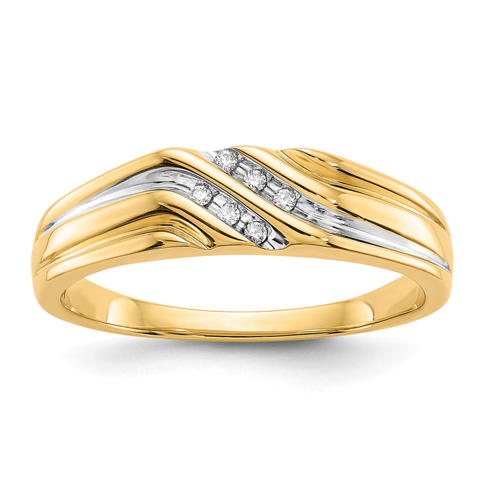 10K w/Rhodium Diamond Mens Ring-RM5799