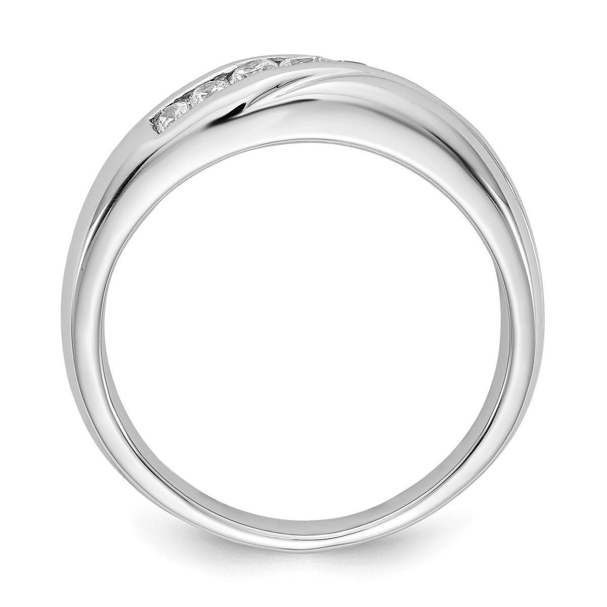14k White Gold 7-stone Diamond Mens Ring-RM5801