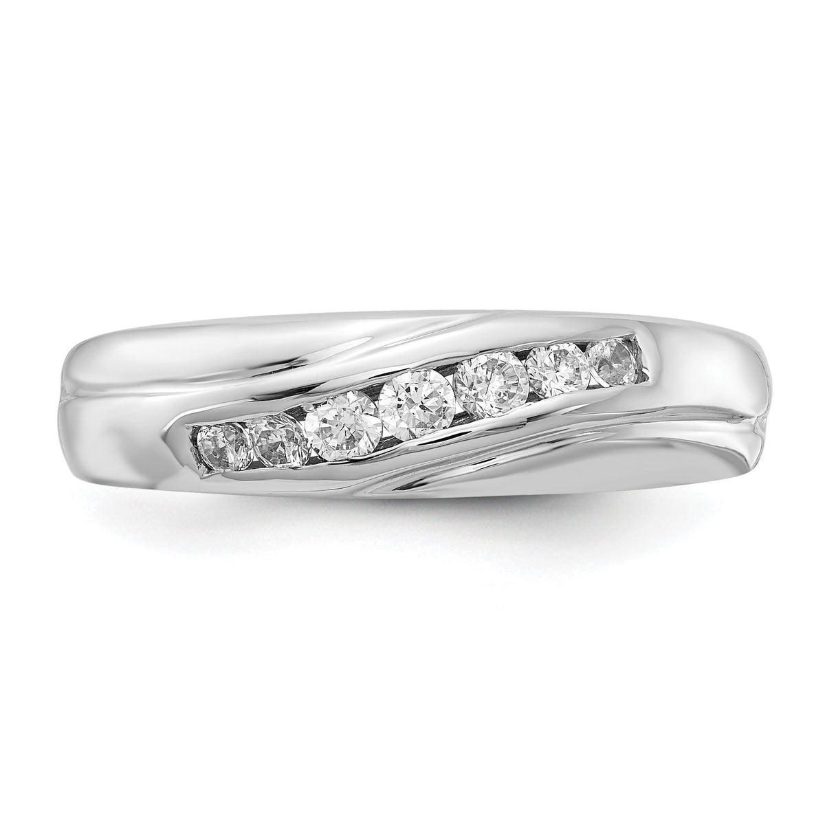 14k White Gold 7-stone Diamond Mens Ring-RM5801