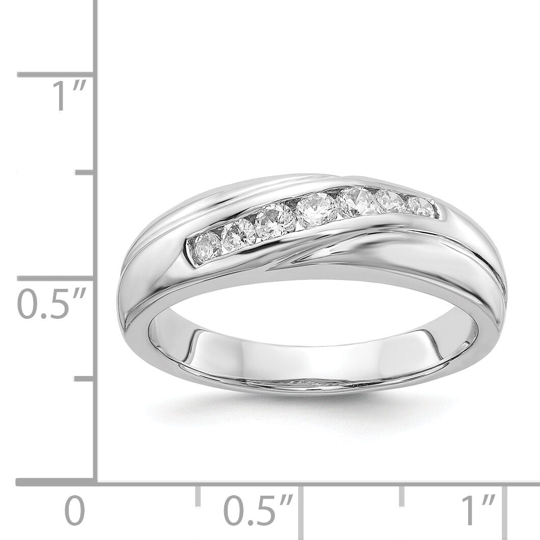 14k White Gold 7-stone Diamond Mens Ring-RM5801