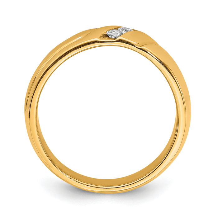 14k Diamond 3-stone Mens Ring-RM5802