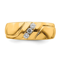 14k Diamond 3-stone Mens Ring-RM5802