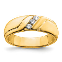 14k Diamond 3-stone Mens Ring-RM5802