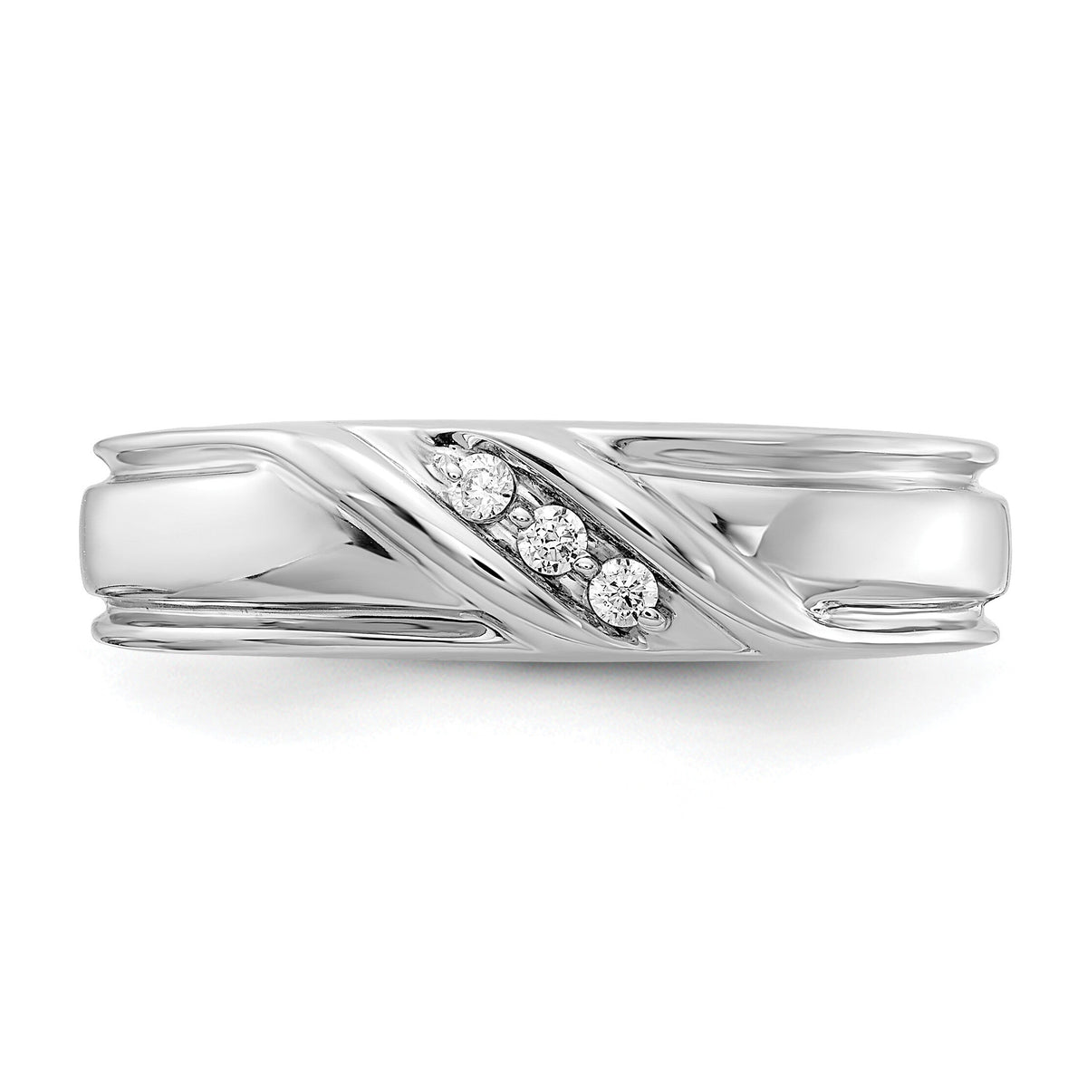 14k White Gold Diamond Mens Ring-RM5805