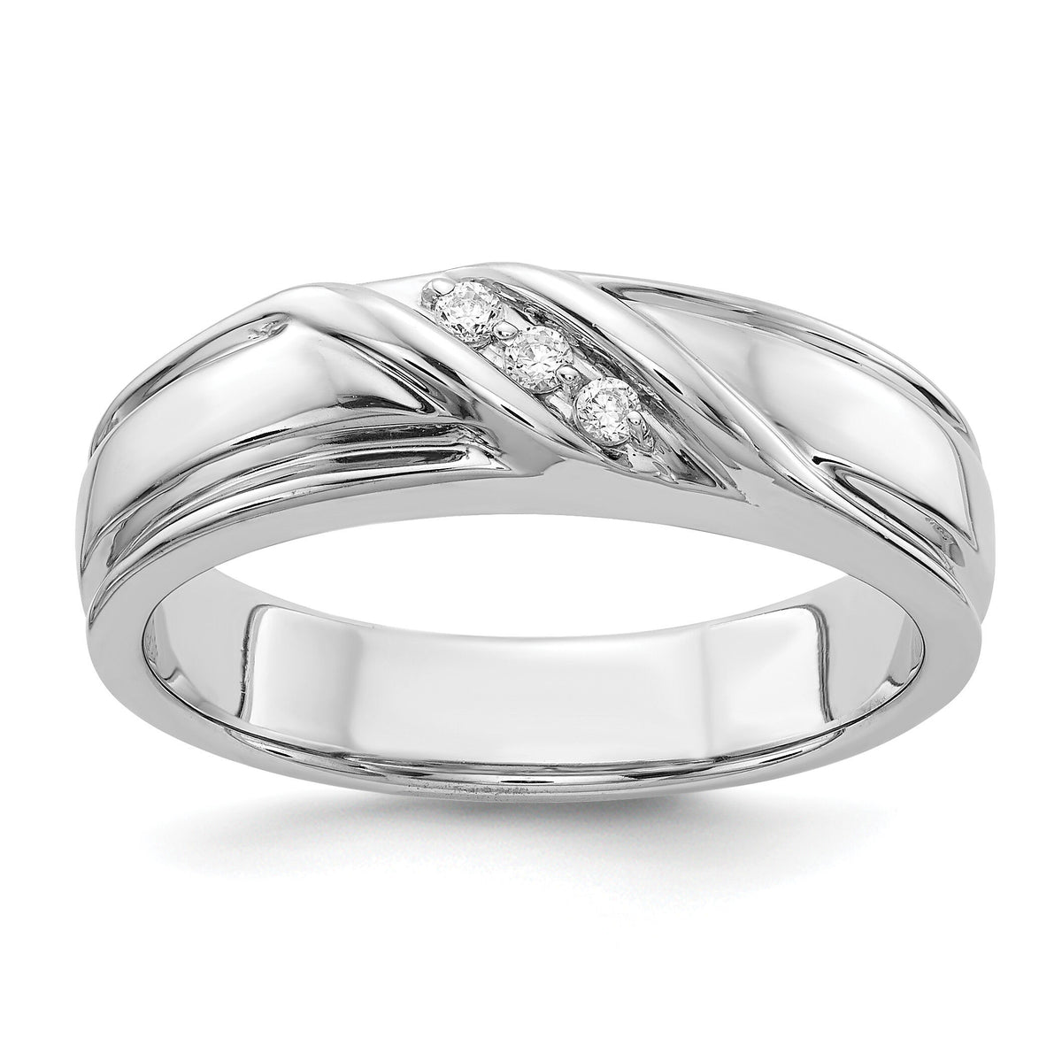 14k White Gold Diamond Mens Ring-RM5805