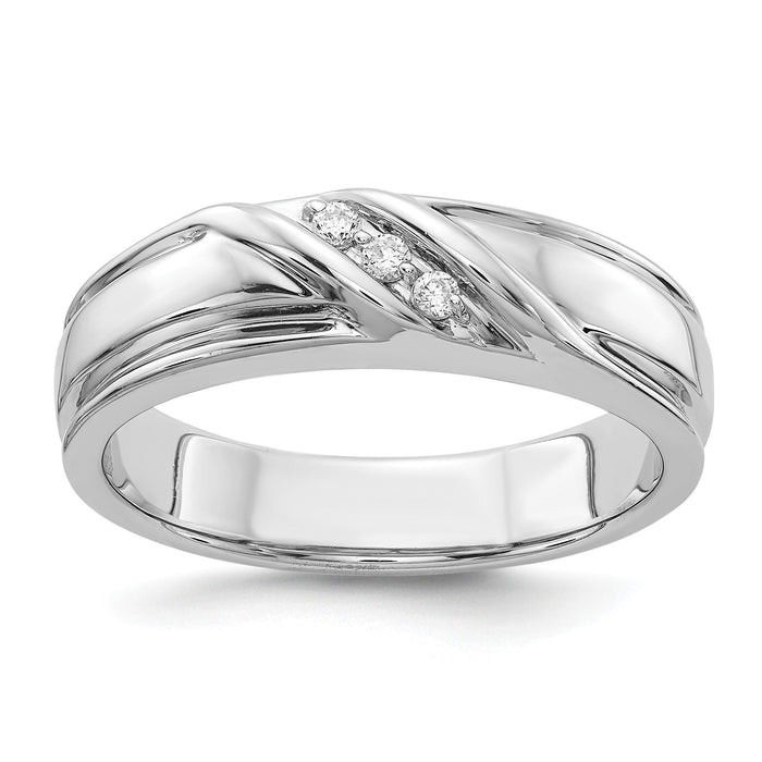 14k White Gold Diamond Mens Ring-RM5805