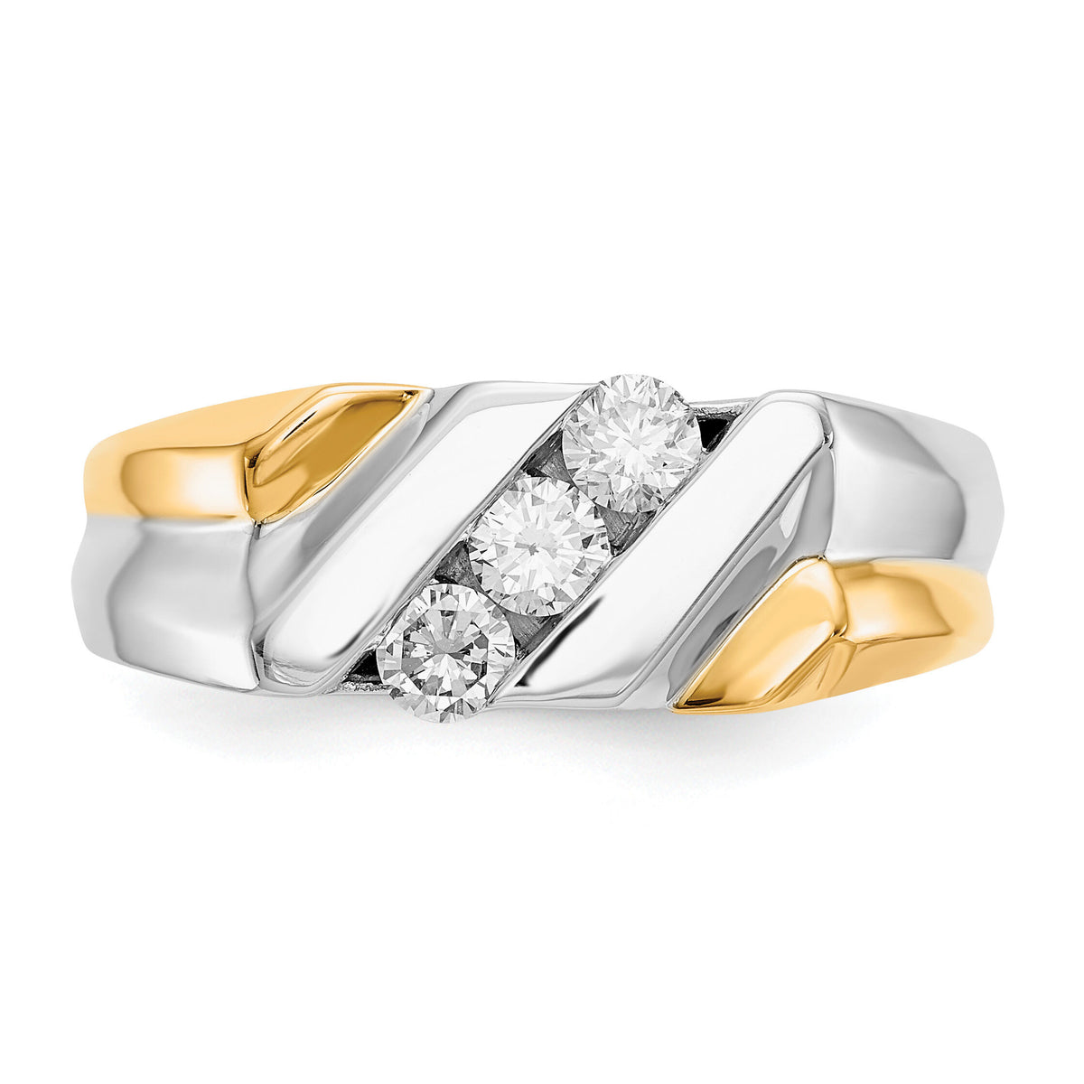 14k Two-tone Gold Diamond Mens Ring-RM5810
