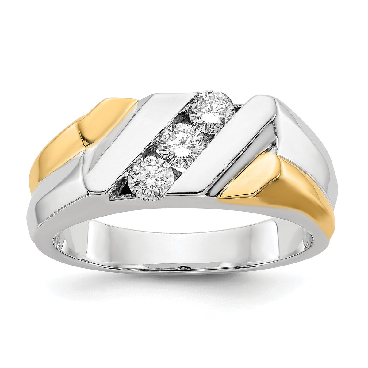 14k Two-tone Gold Diamond Mens Ring-RM5810
