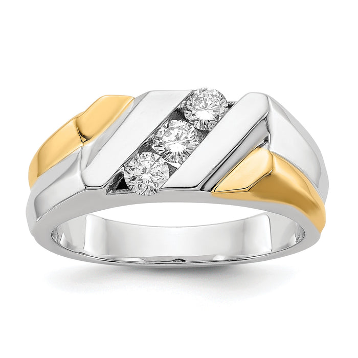 14k Two-tone Gold Diamond Mens Ring-RM5810