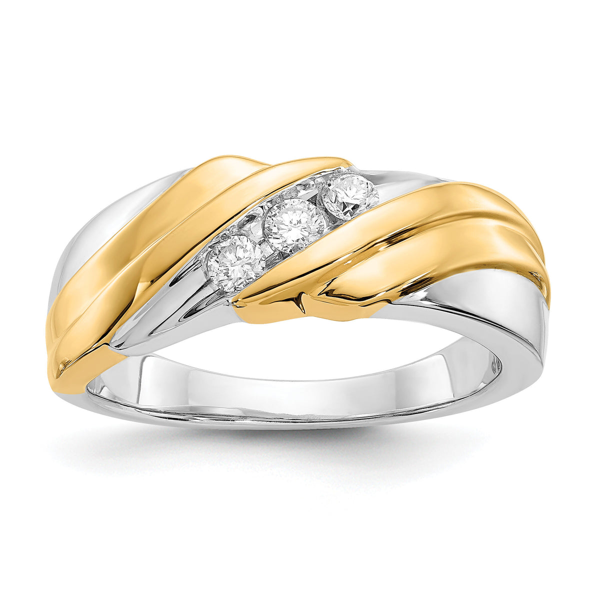 14k Two-tone Diamond Mens Ring-RM5811