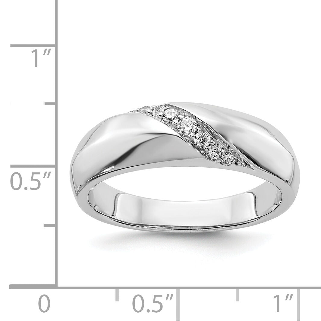 14k White Gold Diamond Mens Ring-RM5813