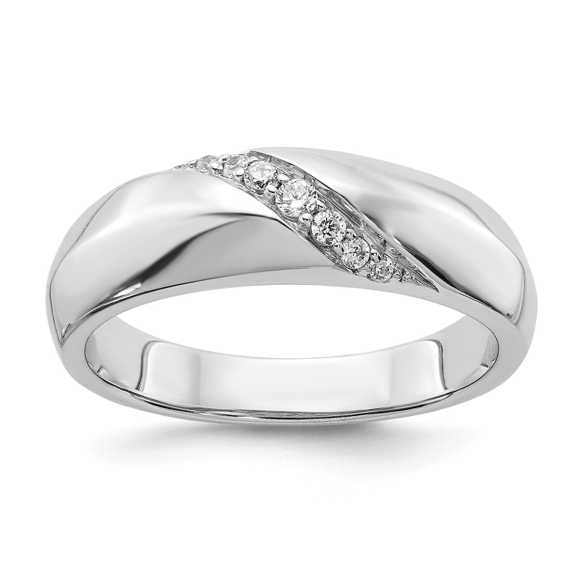 14k White Gold Diamond Mens Ring-RM5813