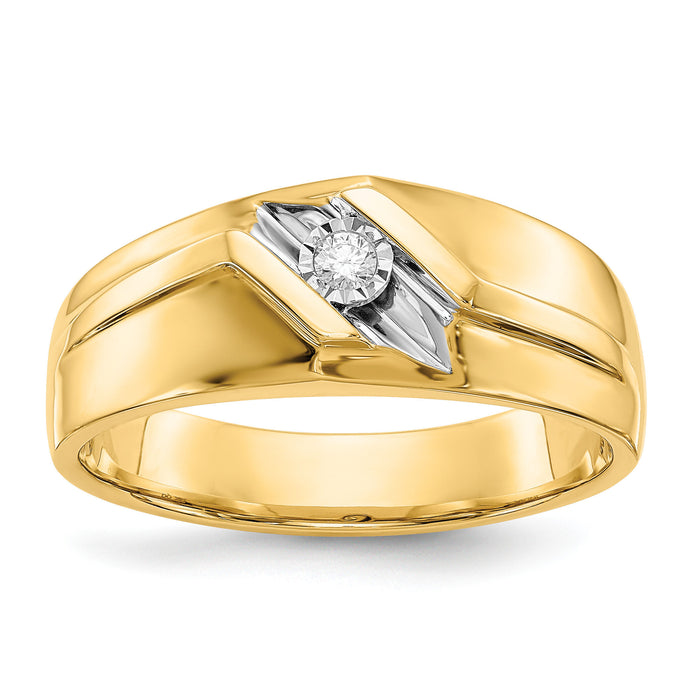 14k and Rhodium Diamond Mens Ring-RM5818