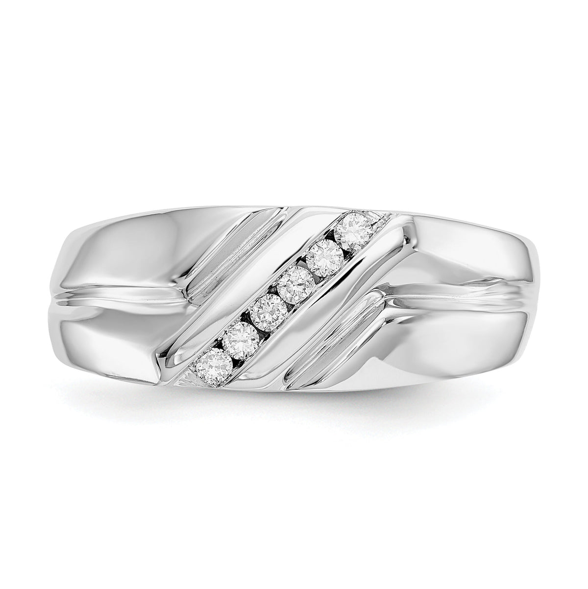 14k White Gold Diamond Mens Ring-RM5819