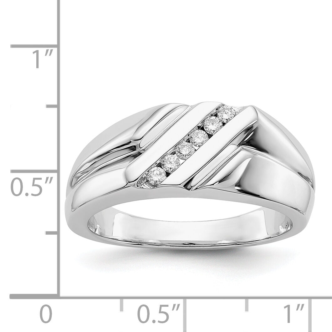 14k White Gold Diamond Mens Ring-RM5819