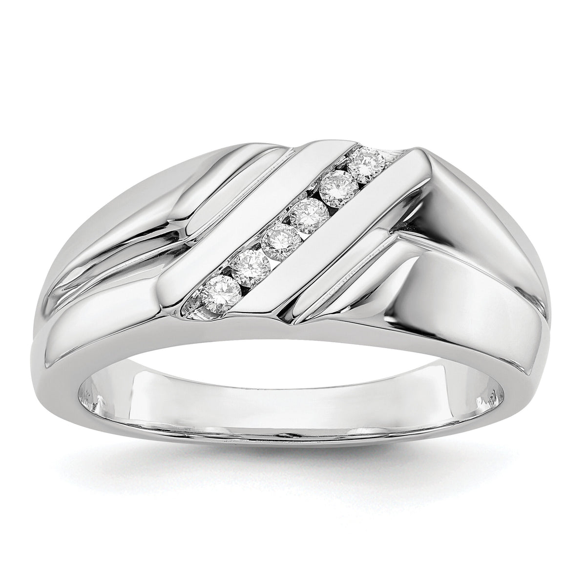 14k White Gold Diamond Mens Ring-RM5819