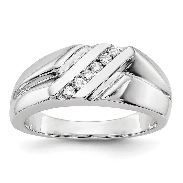 14k White Gold Diamond Mens Ring-RM5819