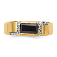 14k Onyx and Diamond Mens Ring-RM5822