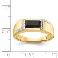 14k Onyx and Diamond Mens Ring-RM5822