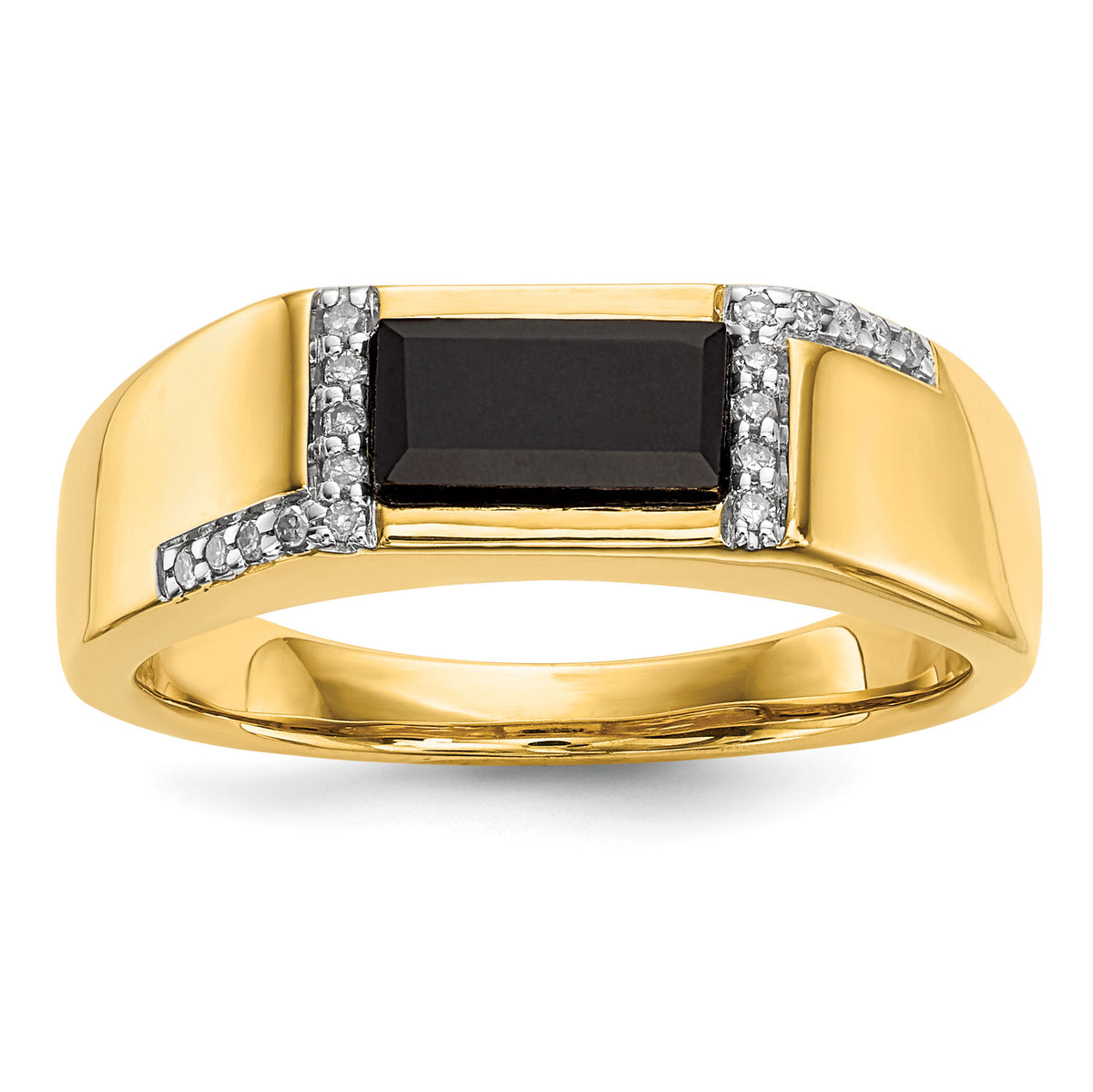 14k Onyx and Diamond Mens Ring-RM5822