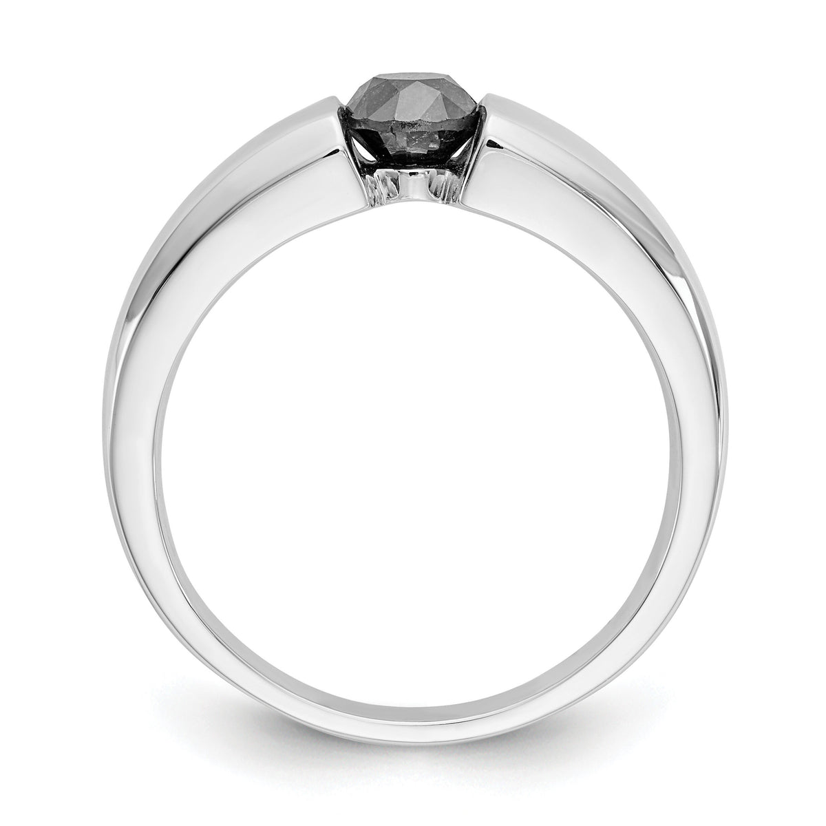 14k White Gold Black Diamond Mens Ring-RM5823