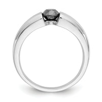 14k White Gold Black Diamond Mens Ring-RM5823