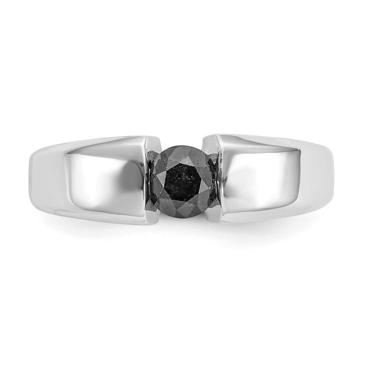 14k White Gold Black Diamond Mens Ring-RM5823