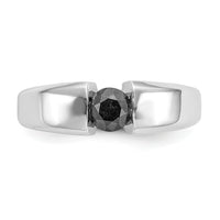 14k White Gold Black Diamond Mens Ring-RM5823