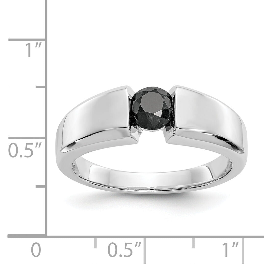 14k White Gold Black Diamond Mens Ring-RM5823