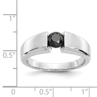 14k White Gold Black Diamond Mens Ring-RM5823