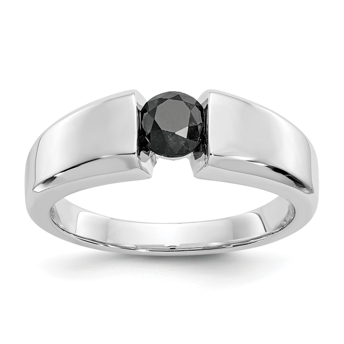 14k White Gold Black Diamond Mens Ring-RM5823