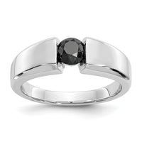 14k White Gold Black Diamond Mens Ring-RM5823