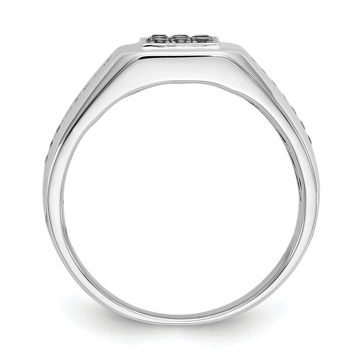14k White Gold White and Black Diamond Square Mens Ring-RM5824