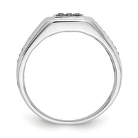 14k White Gold White and Black Diamond Square Mens Ring-RM5824