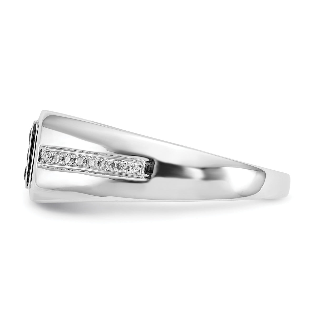 14k White Gold White and Black Diamond Square Mens Ring-RM5824