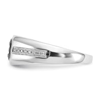 14k White Gold White and Black Diamond Square Mens Ring-RM5824