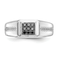 14k White Gold White and Black Diamond Square Mens Ring-RM5824