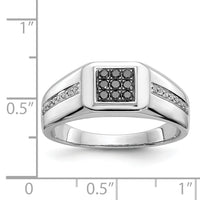 14k White Gold White and Black Diamond Square Mens Ring-RM5824