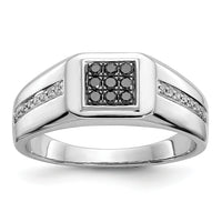 14k White Gold White and Black Diamond Square Mens Ring-RM5824