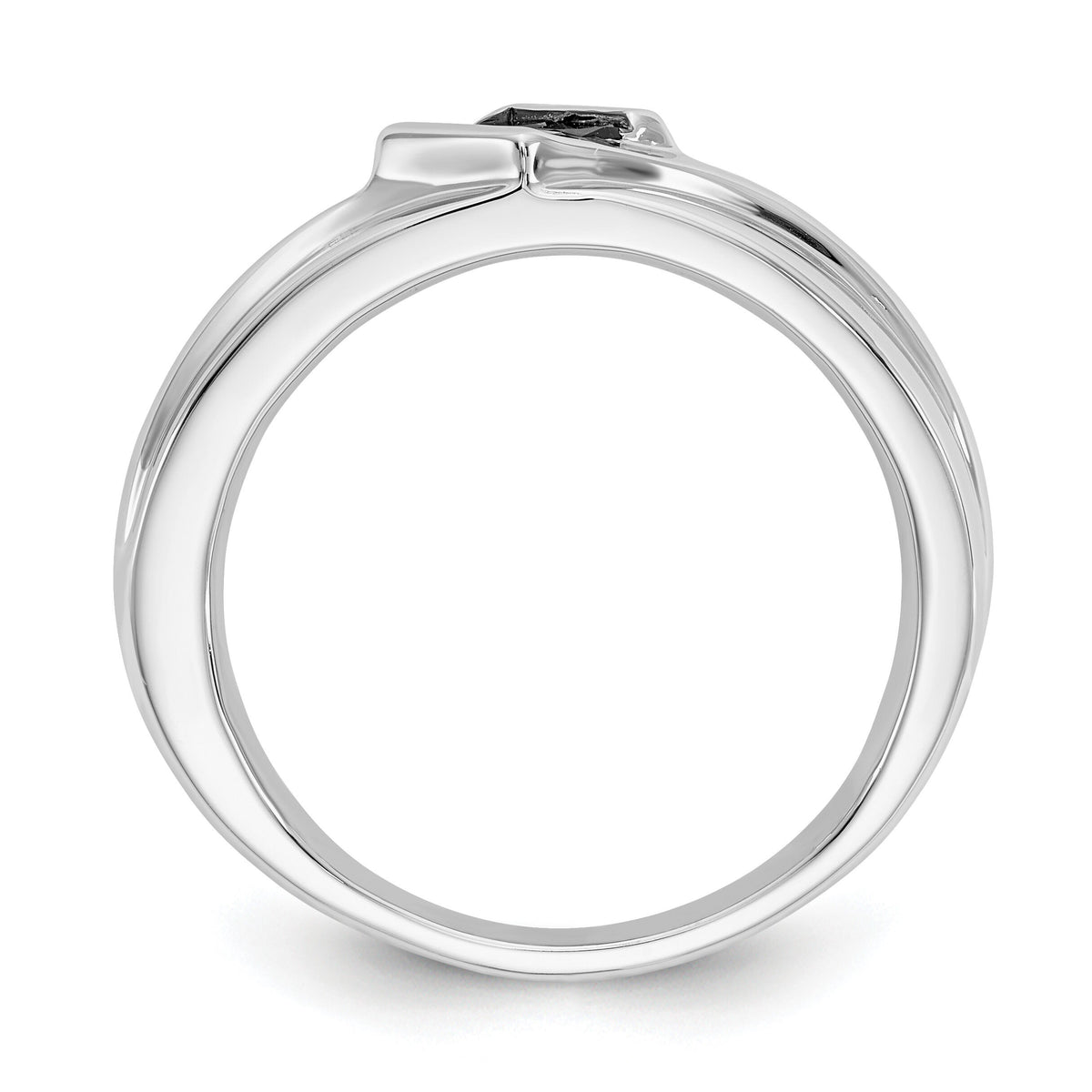 14k White Gold Black Diamond Mens Ring-RM5825