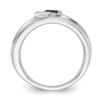 14k White Gold Black Diamond Mens Ring-RM5825