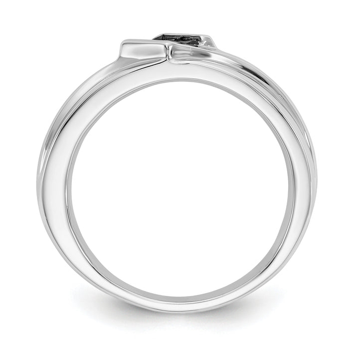 14k White Gold Black Diamond Mens Ring-RM5825