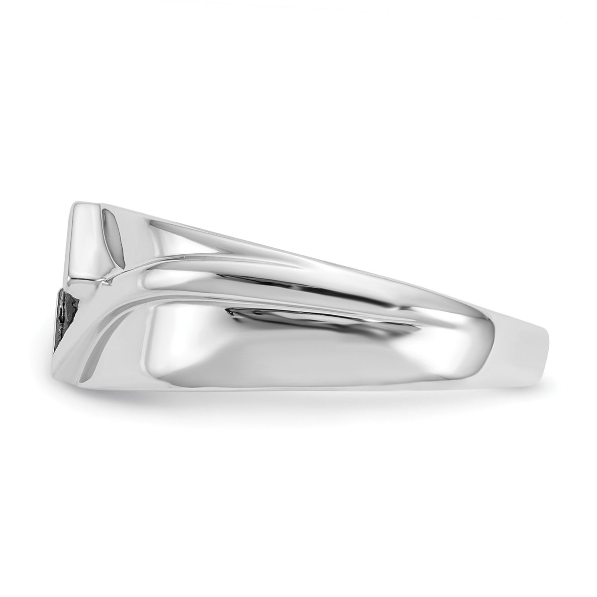 14k White Gold Black Diamond Mens Ring-RM5825