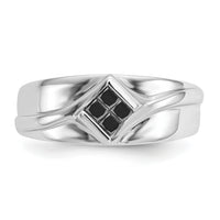 14k White Gold Black Diamond Mens Ring-RM5825