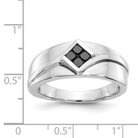 14k White Gold Black Diamond Mens Ring-RM5825