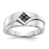 14k White Gold Black Diamond Mens Ring-RM5825