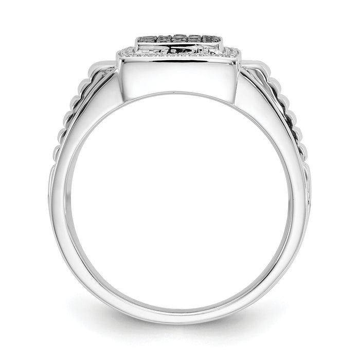 14k White Gold Black and White Diamond Mens Ring-RM5826