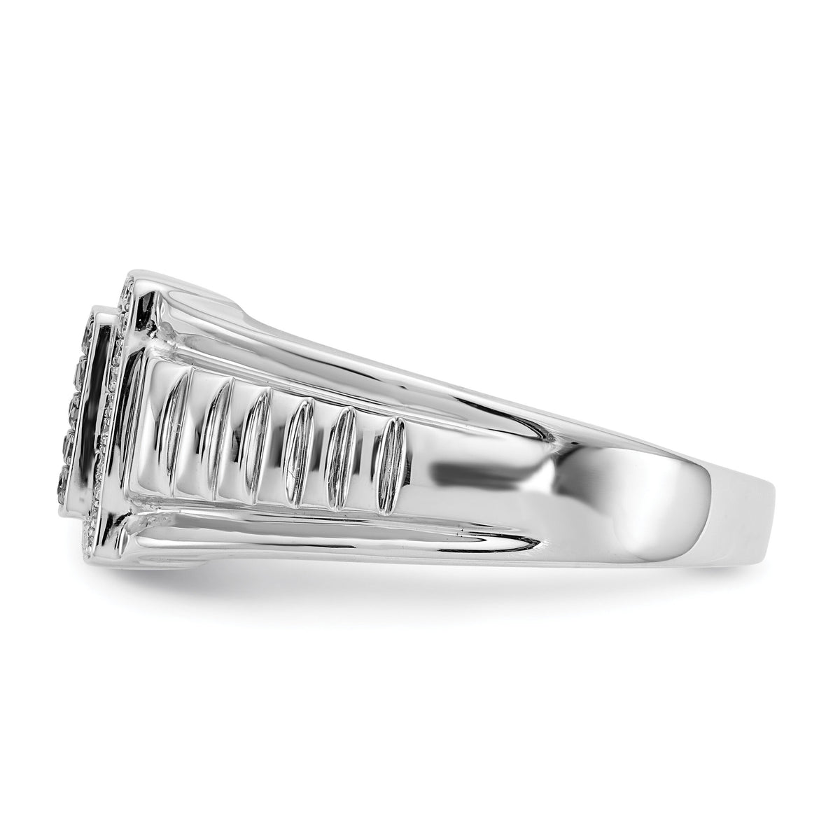 14k White Gold Black and White Diamond Mens Ring-RM5826