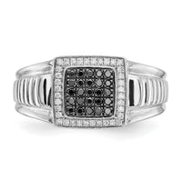 14k White Gold Black and White Diamond Mens Ring-RM5826