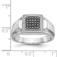 14k White Gold Black and White Diamond Mens Ring-RM5826